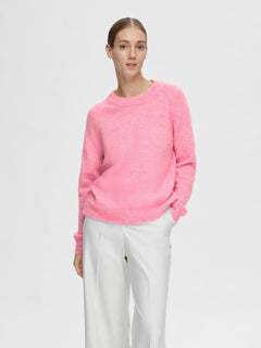 Lulu Ls Knit O-Neck - Moonlite Mauve Melange