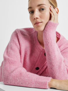 Lulu Ls Knit Short Cardigan - Moonlight Mauve Melange