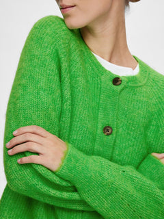 Lulu Ls Knit Short Cardigan - Classic Green Melange