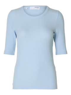 Dianna 2/4 O-Neck Top Noos - Cashmere Blue