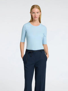 Dianna 2/4 O-Neck Top Noos - Cashmere Blue