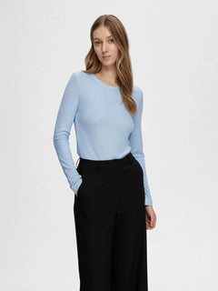 Dianna Ls O-Neck Top - Cashmere Blue