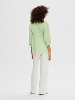 Alberta 3/4 Stripe Shirt - Snow White/Classic Green