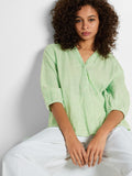 Alberta 3/4 Stripe Shirt - Snow White/Classic Green