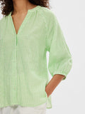 Alberta 3/4 Stripe Shirt - Snow White/Classic Green