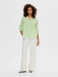 Alberta 3/4 Stripe Shirt - Snow White/Classic Green