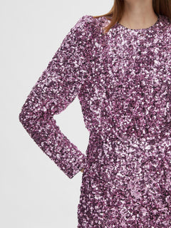 Colyn LS Short Sequins Dress - Pink Lavender