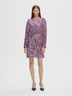 Colyn LS Short Sequins Dress - Pink Lavender
