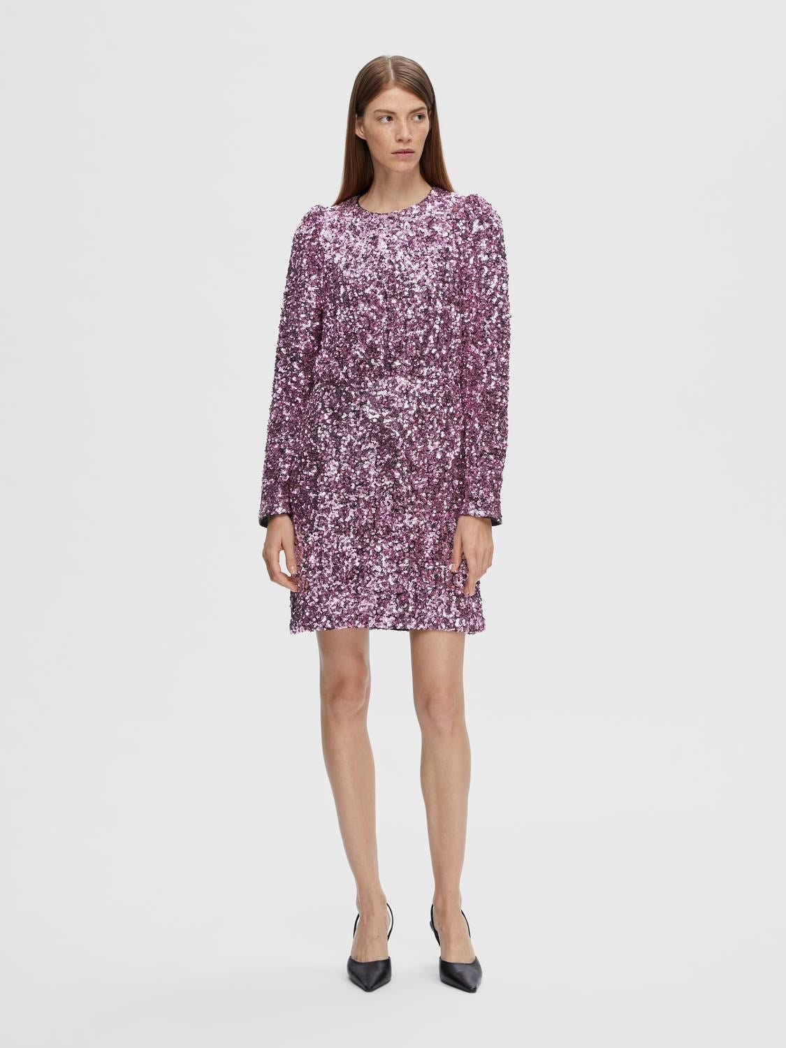 Colyn LS Short Sequins Dress - Pink Lavender