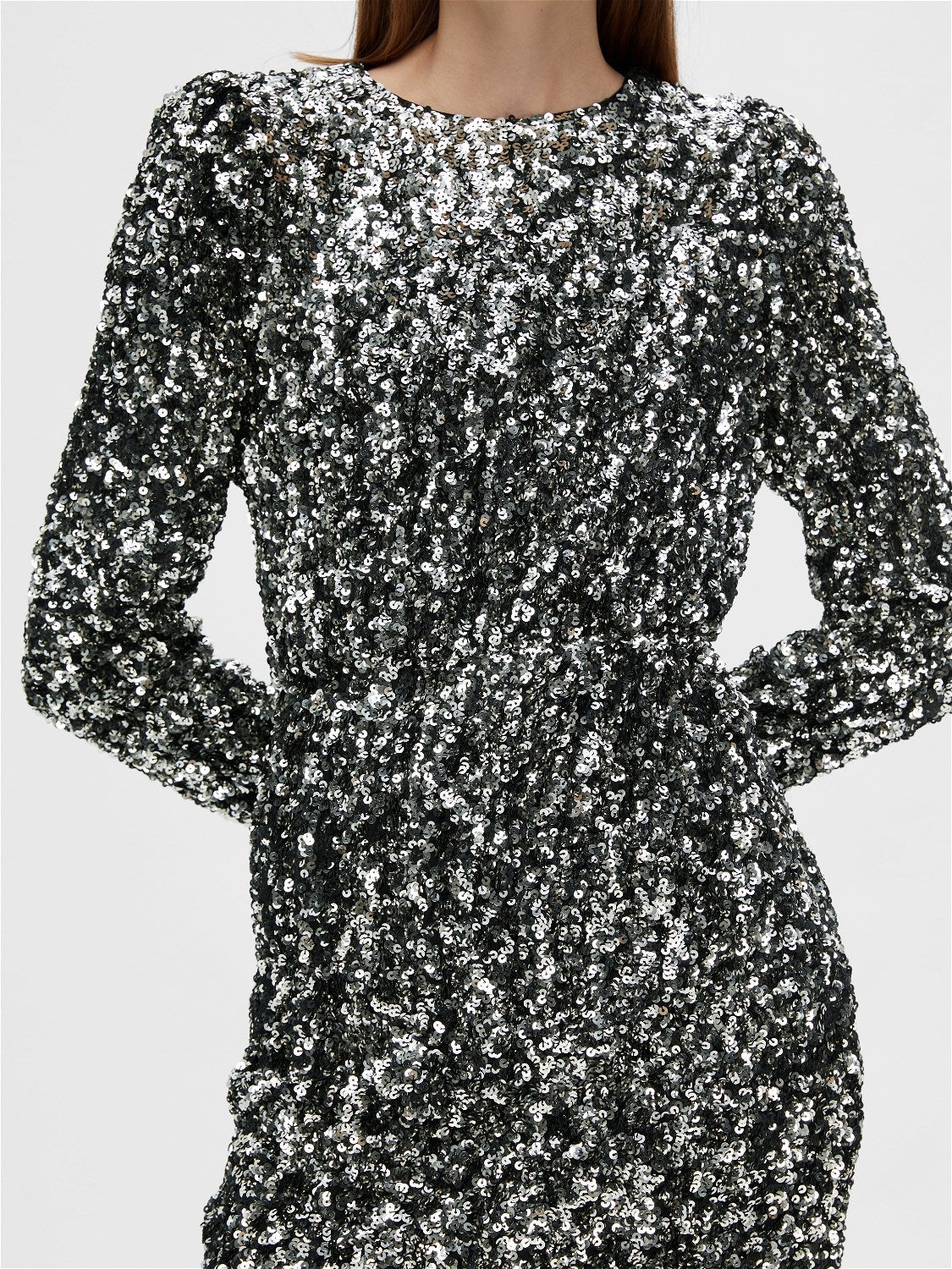 Colyn LS Short Sequins Dress - Silver