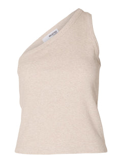 Anna One Shoulder Top - Oatmeal Melange