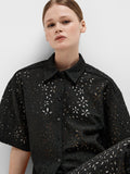 Karola 2/4 Oversize Lace Shirt B - Black