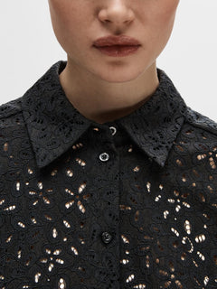 Karola 2/4 Oversize Lace Shirt B - Black