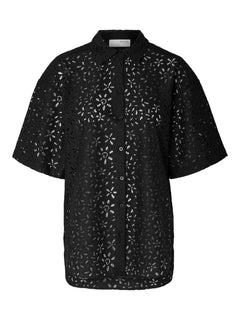 Karola 2/4 Oversize Lace Shirt B - Black