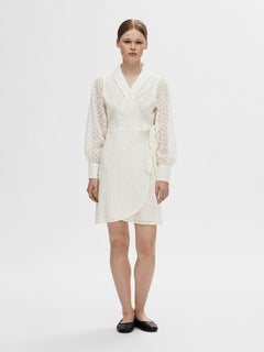 Anelli Ls Short Wrap Dress B - Snow White