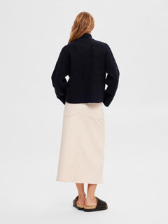 Sia Ras Ls Knit Zipper Cardigan - Dark Sapphire Melange