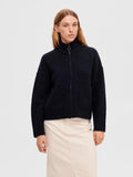 Sia Ras Ls Knit Zipper Cardigan - Dark Sapphire Melange