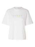 Vilja Ss Printed Tee W - Bright White Lime Green