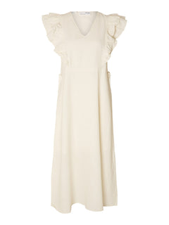 Hillie Ss Ankle Linen Dress B - Snow White
