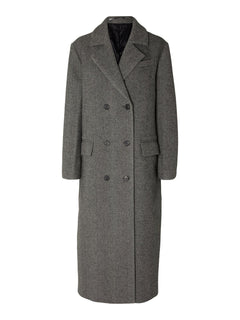 Victoria Wool Coat - Black Herringbone