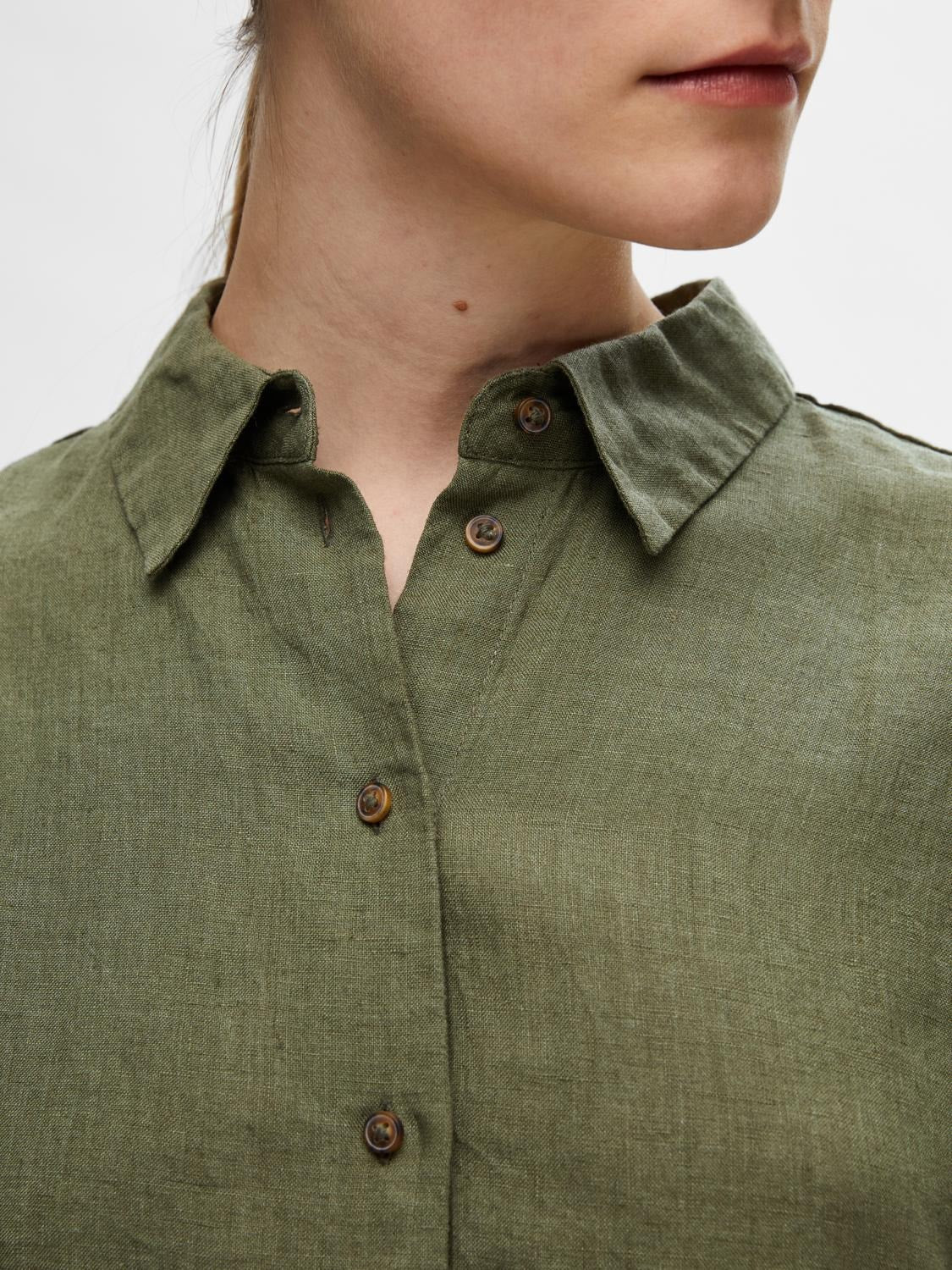 Linnie Ls Linen Shirt B - Olivine