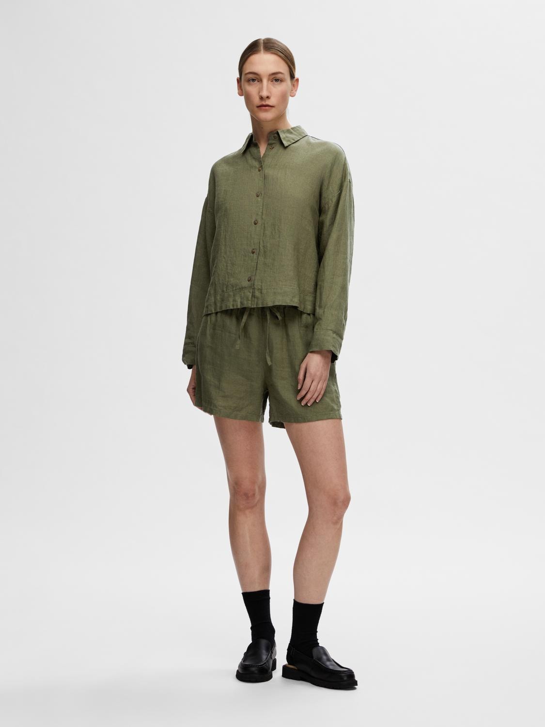 Linnie Ls Linen Shirt B - Olivine