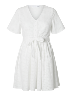 Beatrice Ss Short Broderi Dress B - Snow White