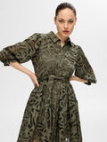 Allia 3/4 Short Shirt Broderi Dress B - Olivine