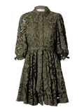 Allia 3/4 Short Shirt Broderi Dress B - Olivine