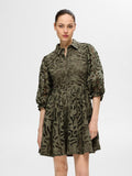 Allia 3/4 Short Shirt Broderi Dress B - Olivine