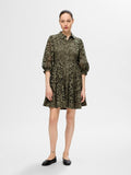 Allia 3/4 Short Shirt Broderi Dress B - Olivine