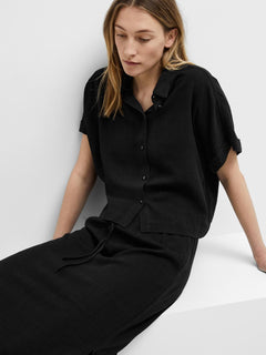 Viva Ss Cropped Shirt - Black