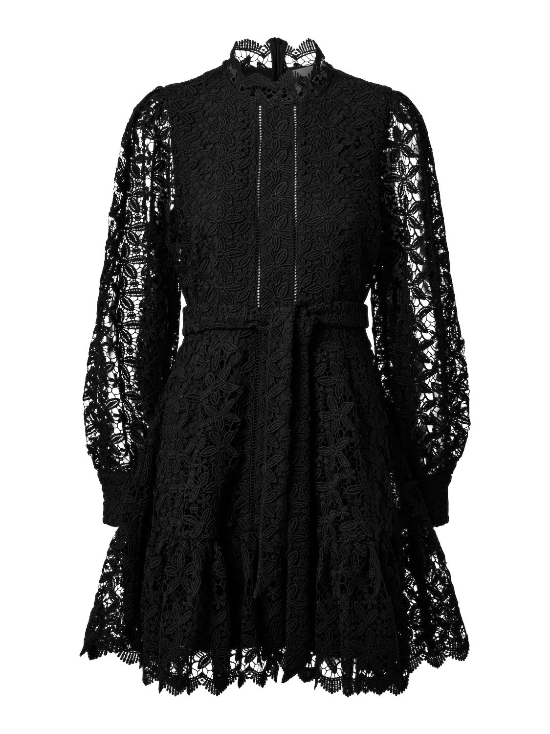 Silja Ls Embroidery Short Dress Solid - Black