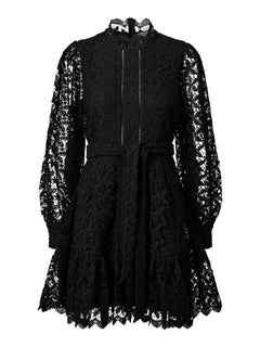 Silja Ls Embroidery Short Dress Solid - Black