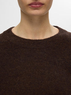 Lulu Ls Knit O-Neck - Coffee Bean Melange