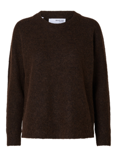Lulu Ls Knit O-Neck - Coffee Bean Melange