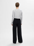 Lulu Ls Knit Frill Cuff O-Neck - Light Grey Melange