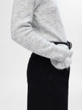 Lulu Ls Knit Frill Cuff O-Neck - Light Grey Melange