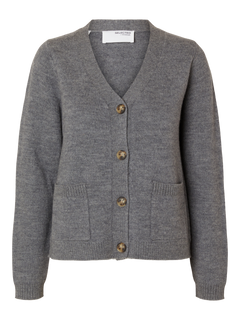Ana Ls Knit Cardigan - Medium Grey Melange