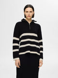 Maline Ls Knit Half Zip - Black Birch