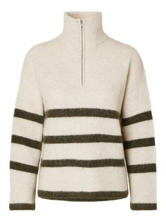 Maline Ls Knit Half Zip - Birch Kalamata