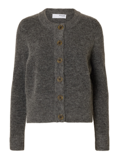 Sia Ras Ls Knit Cardigan - Medium Grey Melange
