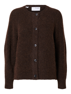 Lulu Ls Knit Short Cardigan - Coffee Bean Melange
