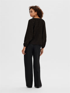 Percy Ls V-Neck Top At - Black