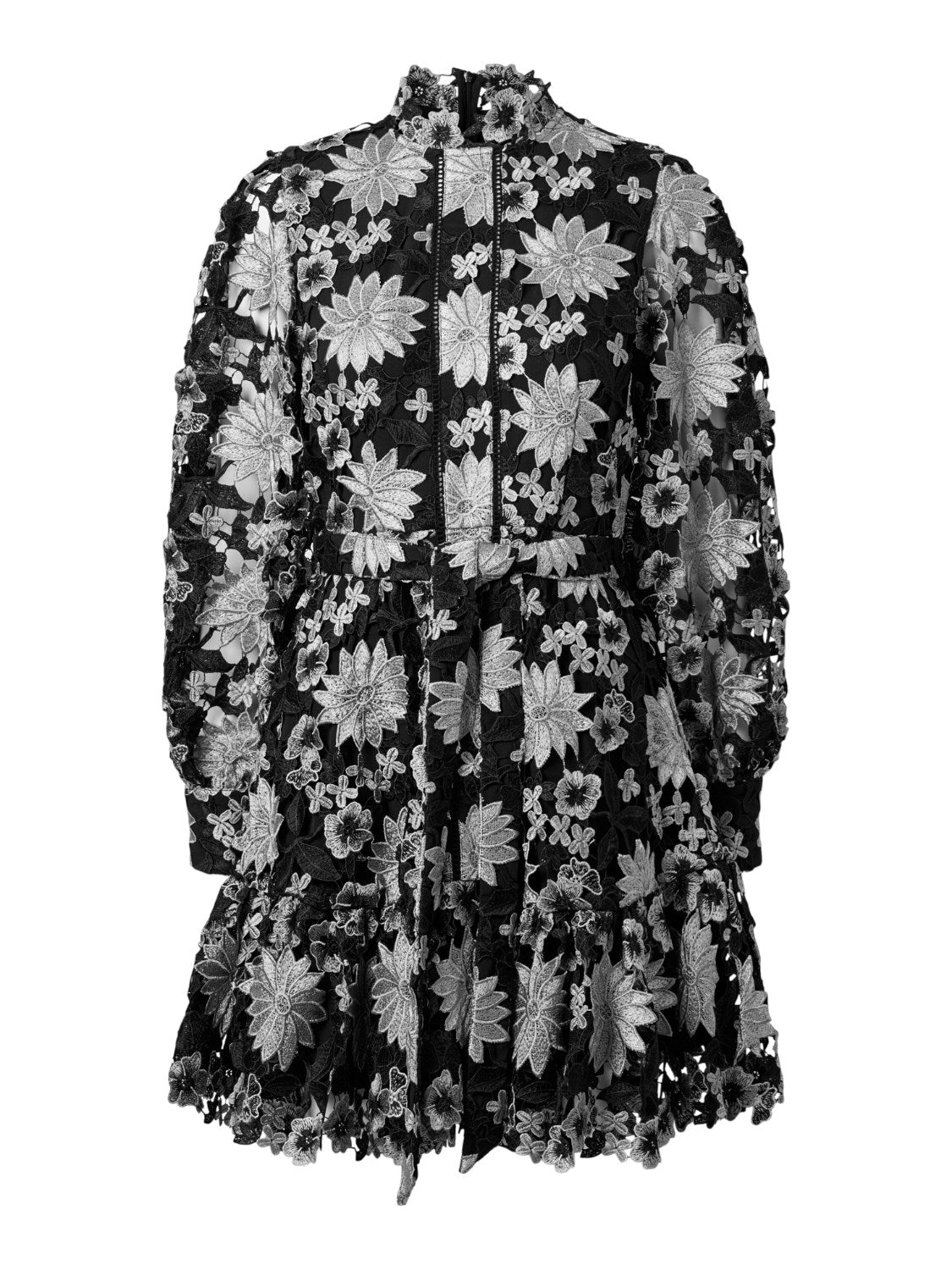 Silja Ls Embroidery Short Dress Multi - Black Multi Color Silver