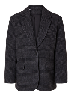 Bex Ls Oversized Blazer - Dark Grey Check