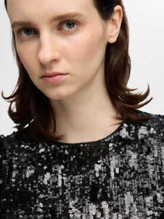 Ari-Colyn Ls Short Sequins Dress - Black