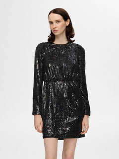 Ari-Colyn Ls Short Sequins Dress - Black