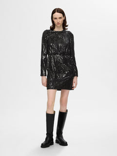 Ari-Colyn Ls Short Sequins Dress - Black