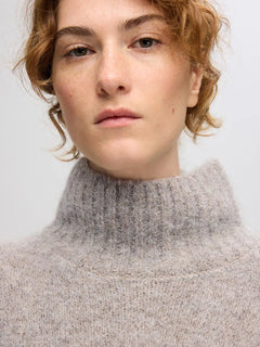 Gabella Ls Knit High-Neck W - Steel Gray Melange